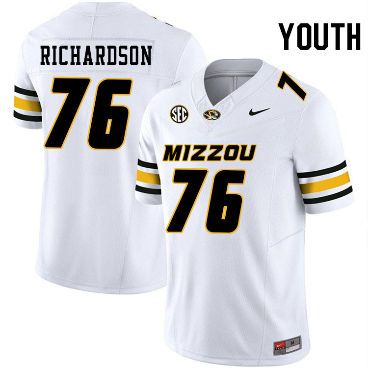 Youth #76 Jayven Richardson Missouri Tigers College Football Jerseys Stitched-White